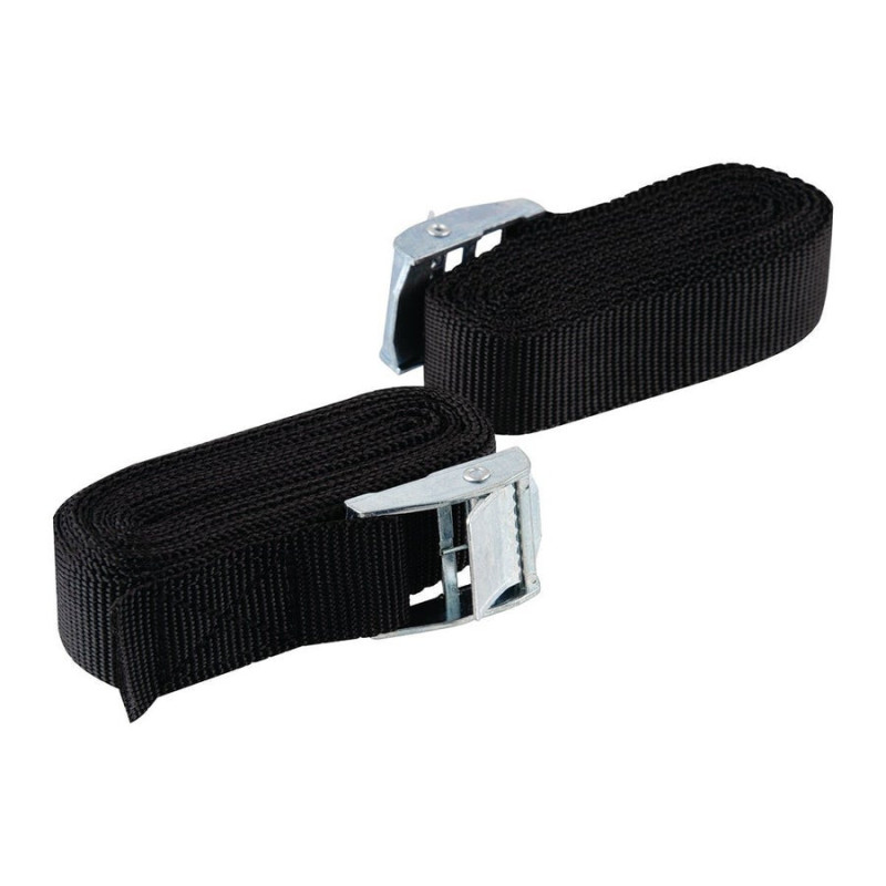 Sangle à griffes largeur 25mm x longueur 2.5m noir 125 kg, STANDERS lot de 2