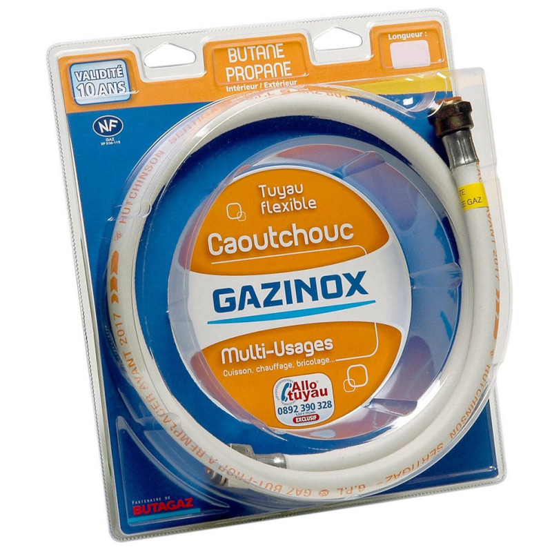 Tuyau caoutchouc gaz bp, garantie 10 ans, L.150 cm GAZINOX