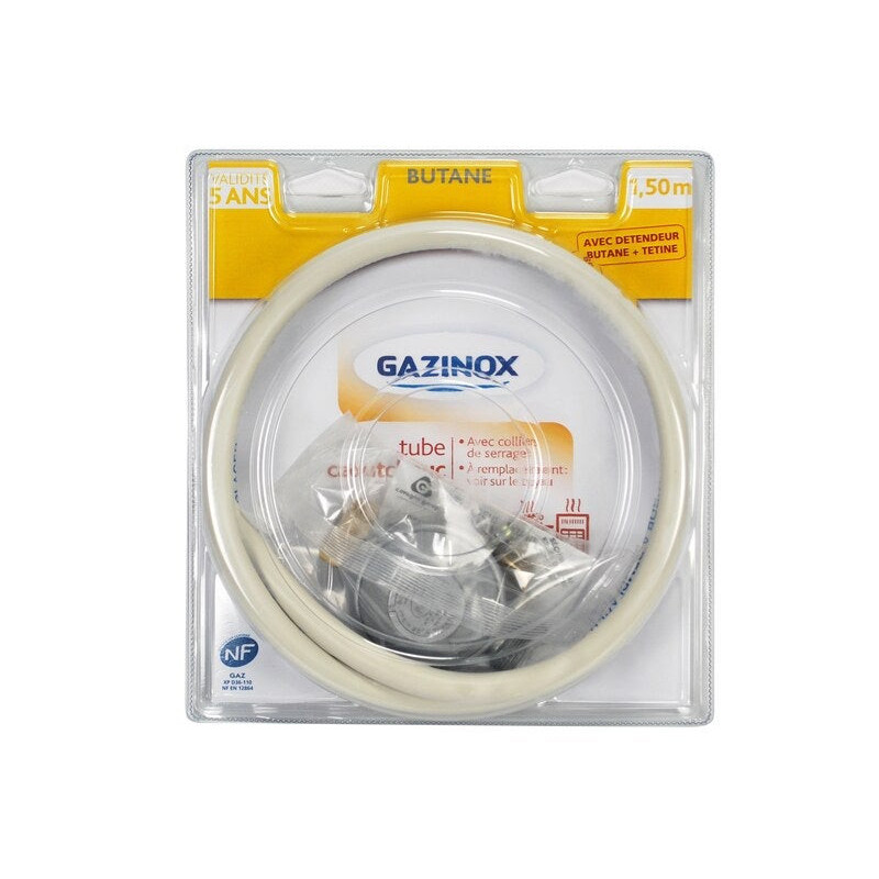 Tuyau caoutchouc gaz butane garantie 5 ans. H.17 cm GAZINOX