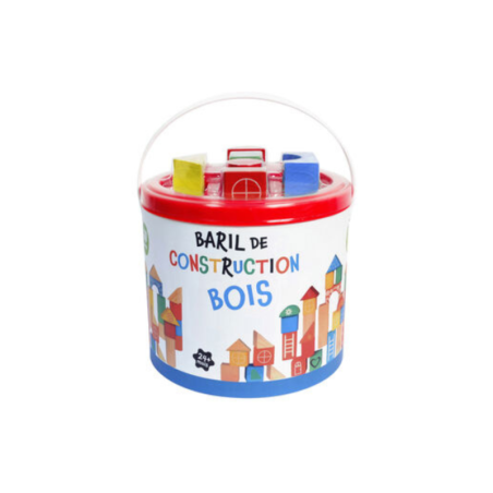 Baril de construction en bois 60 pièces - Dès 2 ans