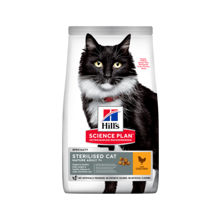 Croquettes Chat Stérilisé Adulte/Sénior Poulet 1,5kg - HILL'S - HSFMS300