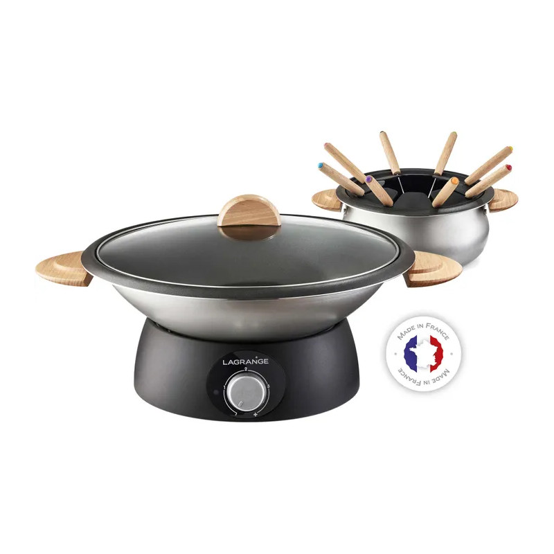 Set Wok + Fondue Électrique 900 W 8 Fourchettes - LAGRANGE - 349019