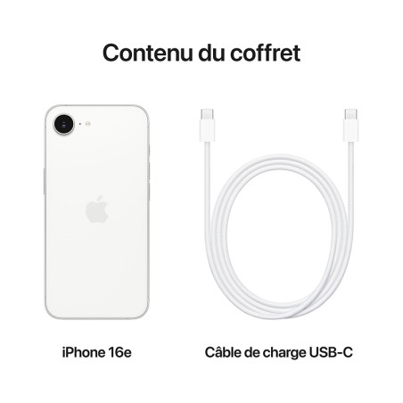 iPhone 16e 128Go Blanc - APPLE - IPHONE16E128WH3