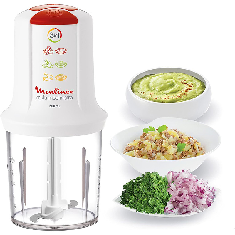 Hachoir Multi Moulinette 500 W 500 ml Blanc/Rouge - MOULINEX - AT7151