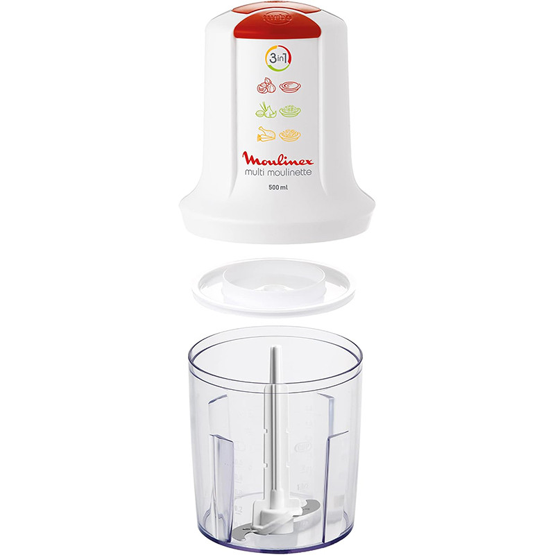Hachoir Multi Moulinette 500 W 500 ml Blanc/Rouge - MOULINEX - AT7151