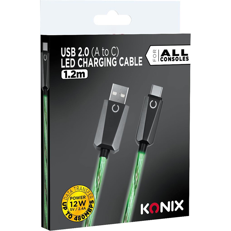 Câble LED USB-A vers Usb-C Vert - KONIX - 61889000076