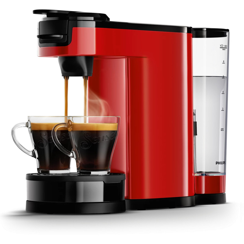 Machine à café à dosettes et filtre Senseo 1450W Rouge - PHILIPS - HD6592/85