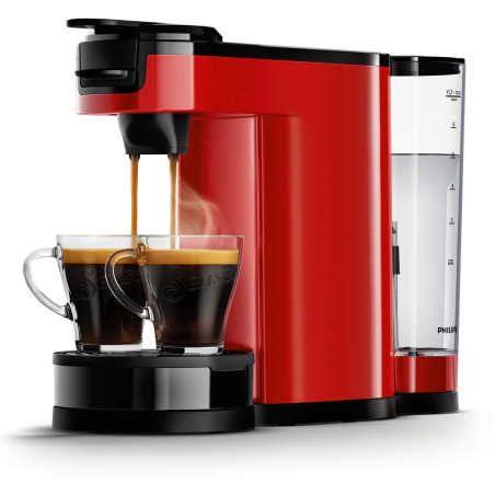 Machine à café à dosettes et filtre Senseo 1450W Rouge - PHILIPS - HD6592/85