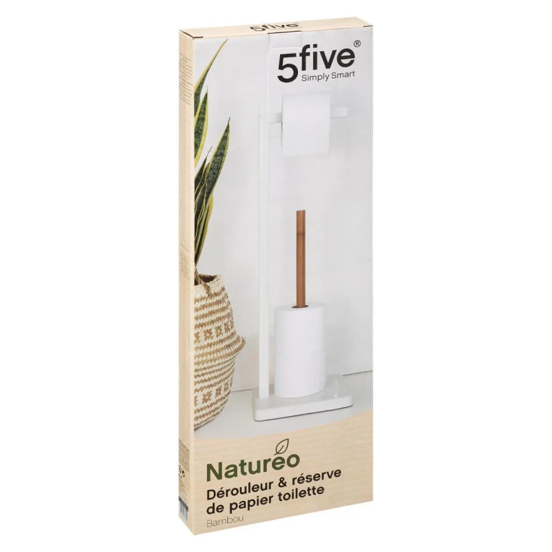 Dérouleur de papier toilette avec réserve Natureo blanc - 5FIVE