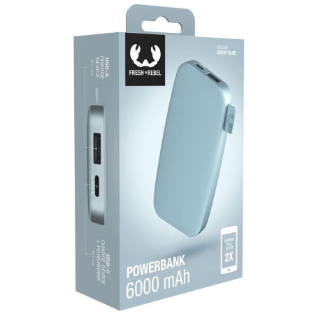 Powerbank 6000 mAh USB-C recharge rapide Dusky Blue - FRESH N REBEL - FNR_PWB_2PB6100DB