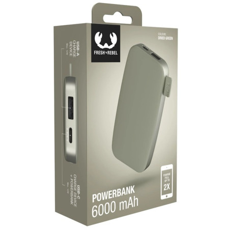 Powerbank 6000 mAh USB-C recharge rapide Dried Green - FRESH N REBEL - FNR_PWB_2PB6100DG