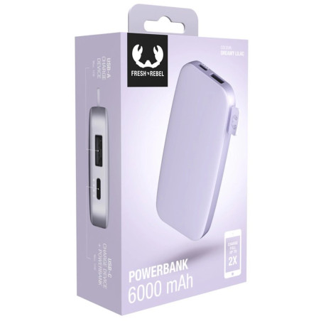 Powerbank 6000 mAh USB-C recharge rapide Dreamy Lilas - FRESH N REBEL - FNR_PWB_2PB6100DL