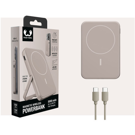 Powerbank sans fil magnétique 5000 mAh Silky Sand - FRESH N REBEL - FNR_PWB_2PBM5000S