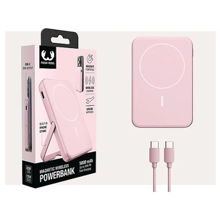 Powerbank sans fil magnétique 5000 mAh Pastel Pink - FRESH N REBEL - FNR_PWB_2PBM5000PP