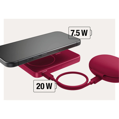 Powerbank sans fil magnétique 5000 mAh Berry Red - FRESH N REBEL - FNR_PWB_2PBM5000BR