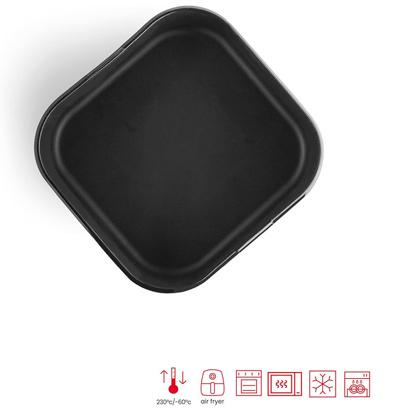 Récipient carré en silicone pour Airfryer 20x20x7cm Noir - IBILI - 876220