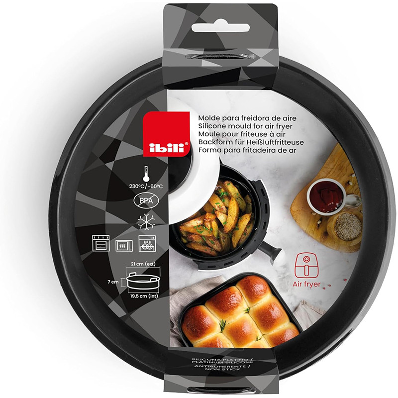 Récipient rond en silicone pour Airfryer 16 cm Noir - IBILI - 876116