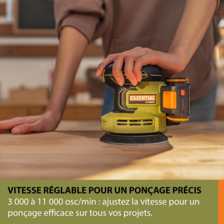 Ponceuse orbitale sans fil ESSENTIAL Es825 20 V 2 Ah