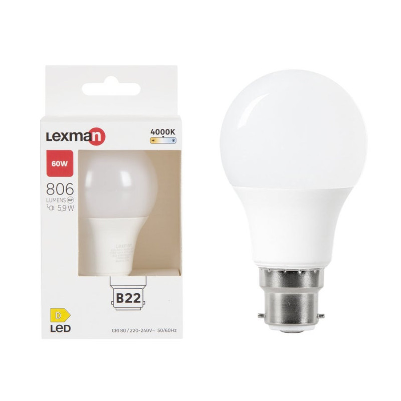 X Amp Led Std B22 60W Dep4000K
