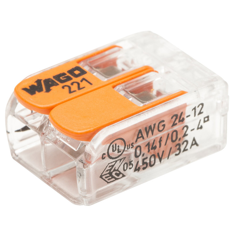 Lot de 10 bornes à levier 2 fils 4 mm² Transparent - WAGO