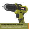 Perceuse visseuse sans fil 20V 45nm+1 batterie 2Ah Vert/Noir - ESSENTIAL