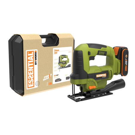 Scie sauteuse sans fil 20V 2Ah Vert/Noir - ESSENTIAL