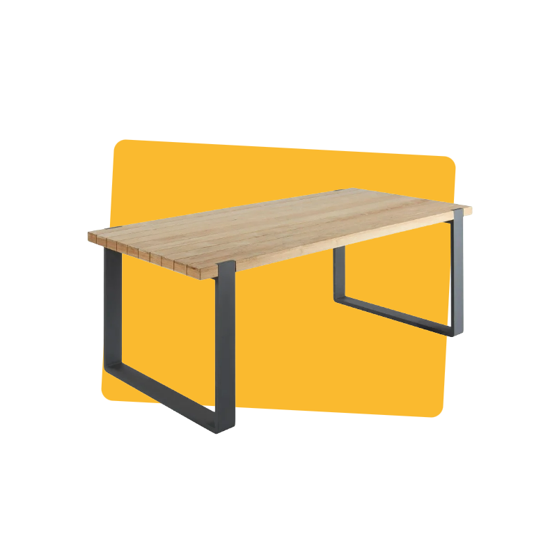 Table aluminium et teck Bermeo 8 places Gris foncé