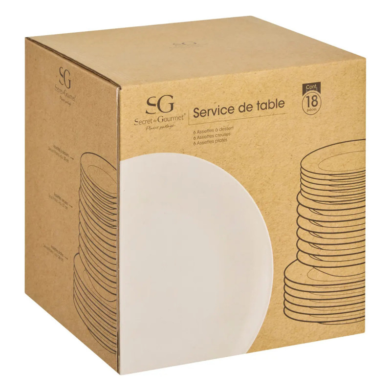 SERVICE 18PIECES COLORAMA BLANC
