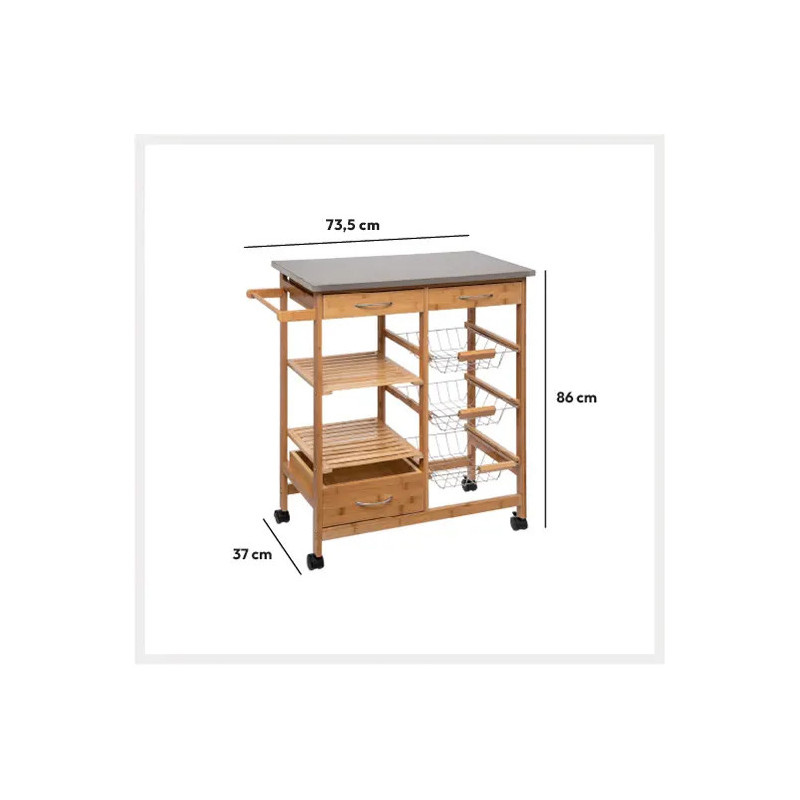 Desserte Grand Modèle Bambou/Métal - 5FIVE SIMPLY SMART - 167776