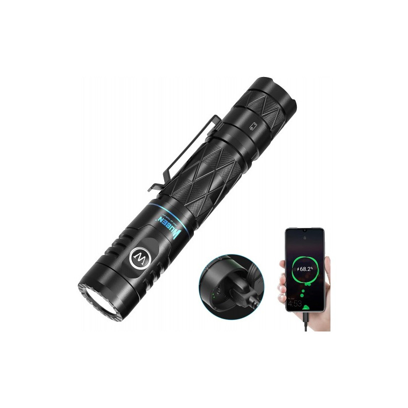 Lampe de torche powerbank 1200 lumens - WUBEN - WUB_E12R_BLACK