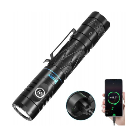 Lampe de torche powerbank 1200 lumens - WUBEN - WUB_E12R_BLACK