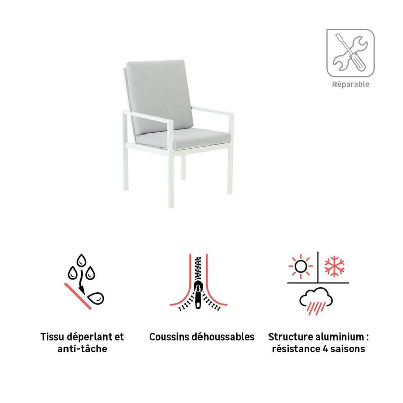 Lot de 2 fauteuils de jardin aluminium Las vegas - NATERIAL