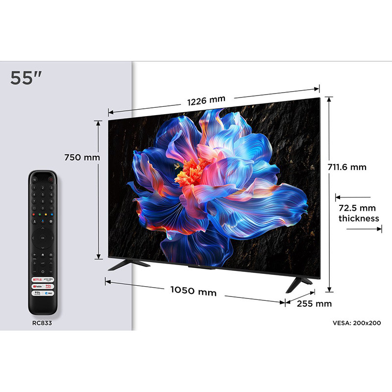 TV - LED - TCL - 55” 140 cm - 4K - 50 Hz - Smart TV - 55P69K