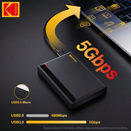Disque dur externe P190 2 To USB 3.0 Noir - KODAK - HD_EXT_2TP19