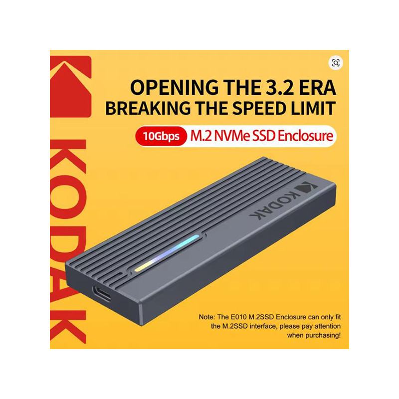 Boitier externe USB-C pour HDD M.2 NVMe noir - KODAK - RACK_EKACE010