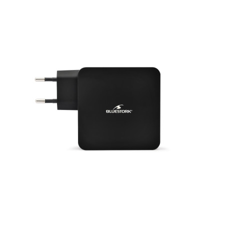 Chargeur secteur vers USB et USB-C 65W +câble 1m80 noir - BLUESTORK - BS_PW_NB_65_C