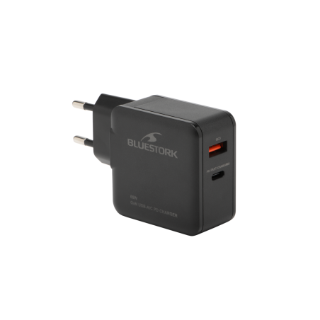 Adaptateur secteur USB et USB-C 65W noir - BLUESTORK - BS_PW_BS_65_GAN_C