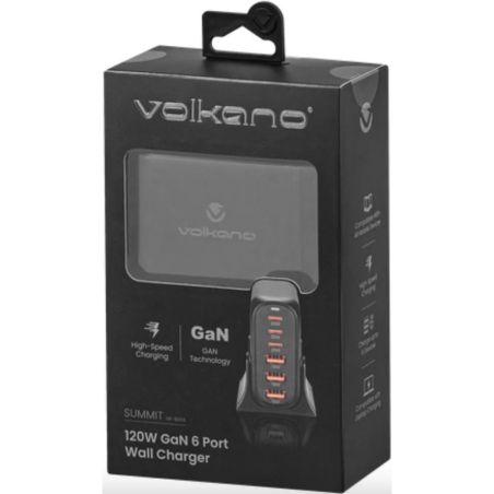 Chargeur 6 ports USB et USB-C 120W - VOLKANO - VOL_VK_8066_BK