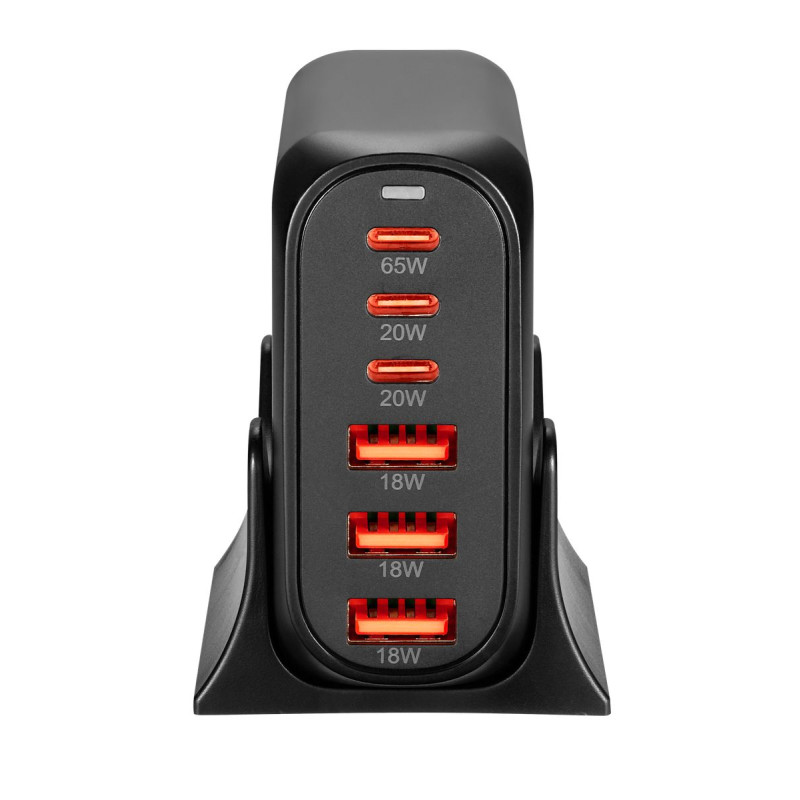 Chargeur 6 ports USB et USB-C 120W - VOLKANO - VOL_VK_8066_BK