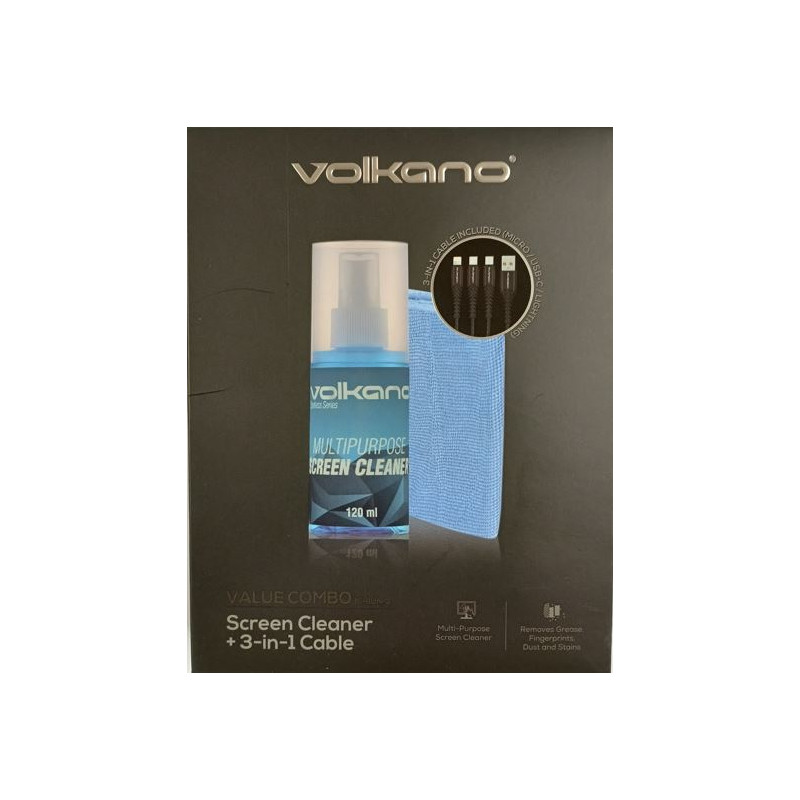 Kit nettoyage écran et câble 3en1 - VOLKANO - VOL_IC_BUN_3