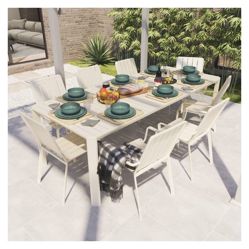Table de jardin extensible en aluminium beige Idaho 8 personnes - NATERIAL
