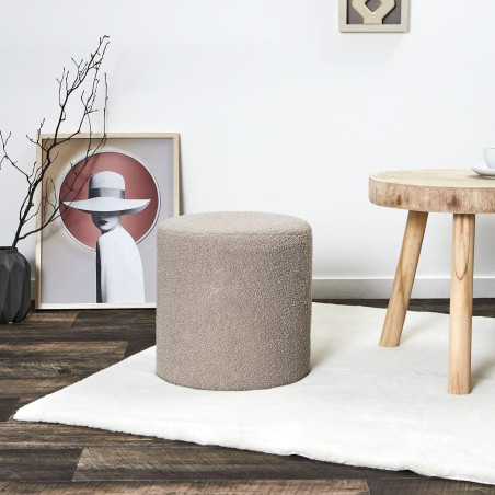 Pouf Bouclette Taupe - HOME DECO FACTORY - HD0490