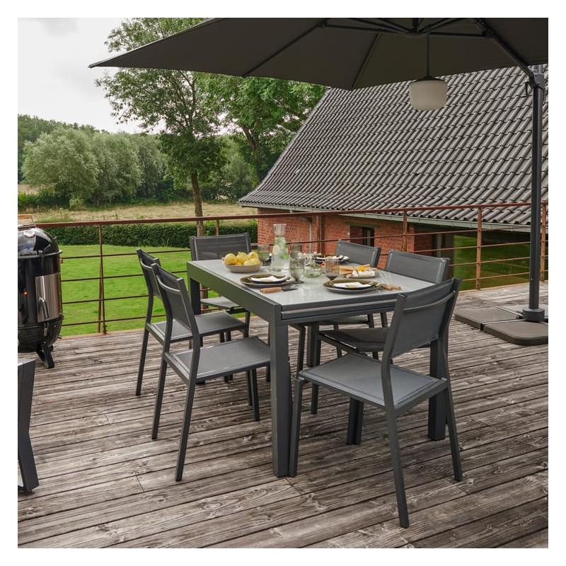 Chaise de jardin en aluminium Lyra Béta gris anthracite - NATERIAL
