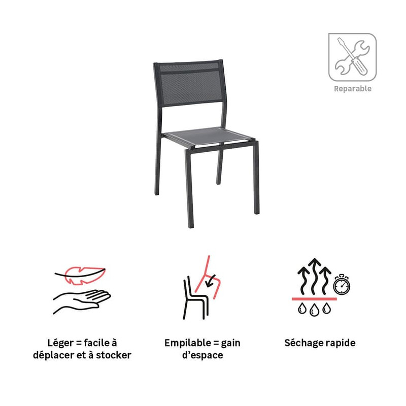 Chaise de jardin en aluminium Lyra Béta gris anthracite - NATERIAL