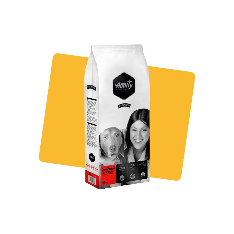 Croquettes pour chien adulte poulet & riz 15kg - AMITY PREMIUM - AMIDPCH15