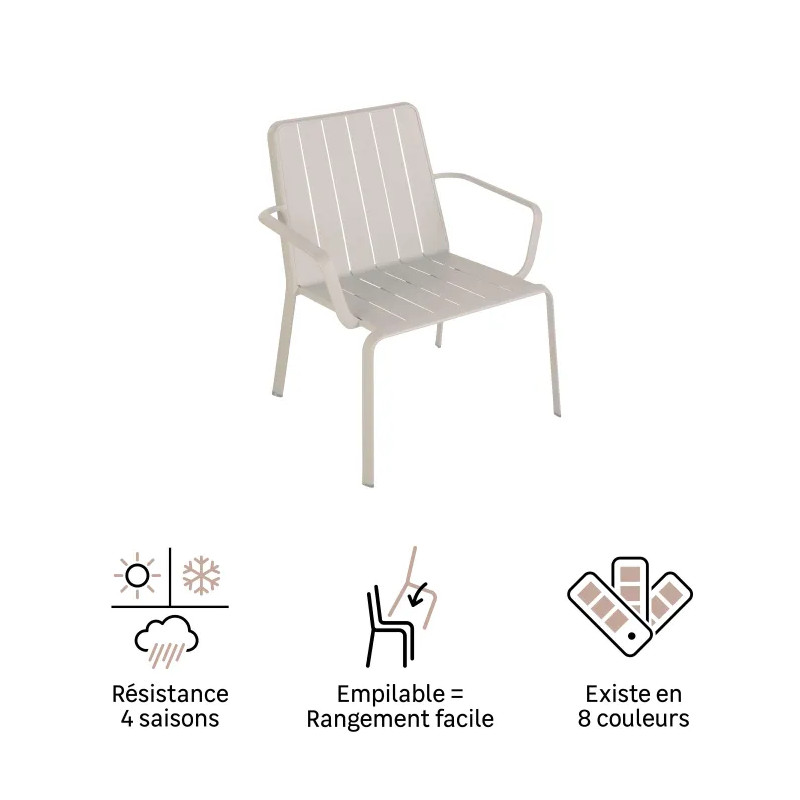Chaise basse de jardin Idaho en aluminium beige - NATERIAL
