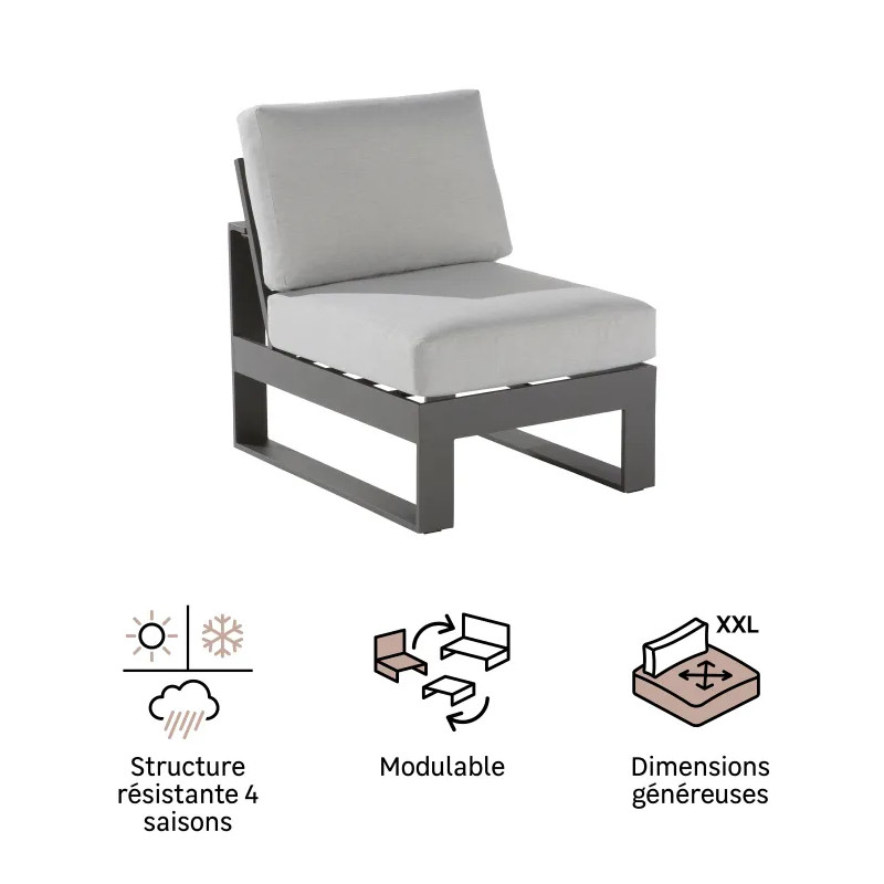 Fauteuil de jardin aluminium anthracite Las Vegas - NATERIAL