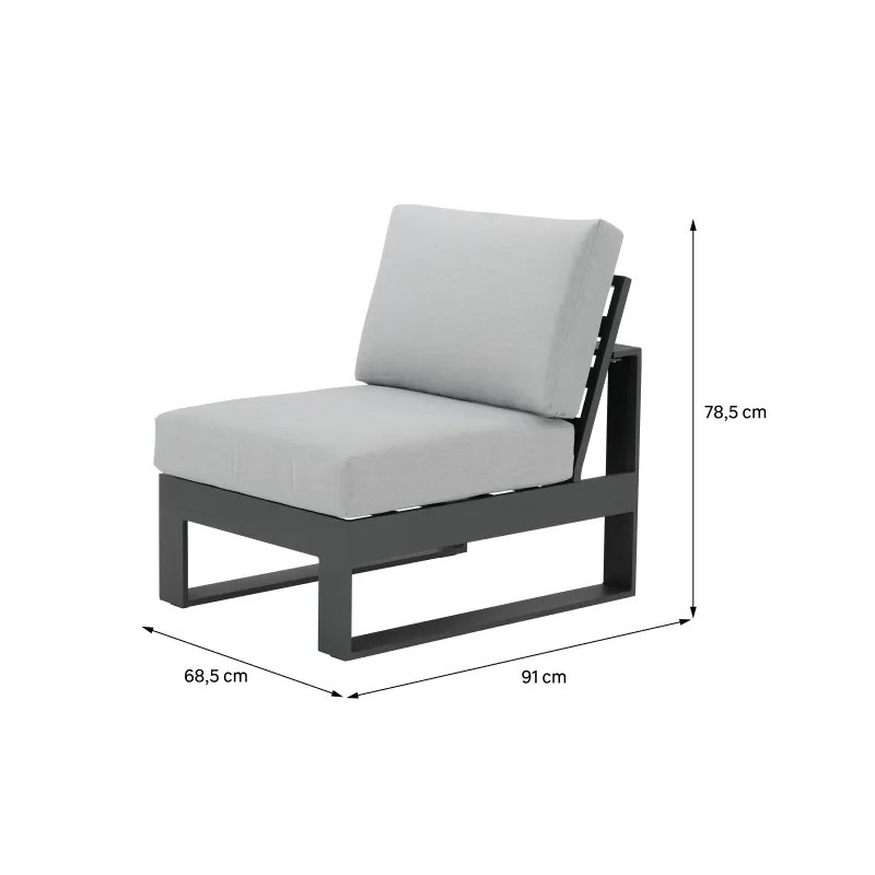 Fauteuil de jardin aluminium anthracite Las Vegas - NATERIAL