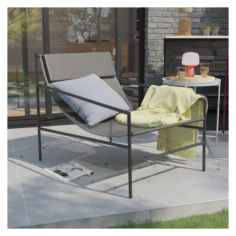 Fauteuil relax en acier et textilène gris Rio - NATERIAL
