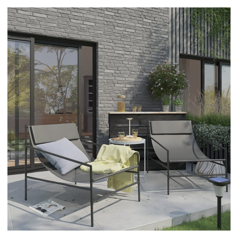 Fauteuil relax en acier et textilène gris Rio - NATERIAL